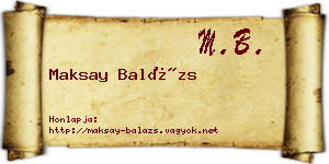 Maksay Balázs névjegykártya